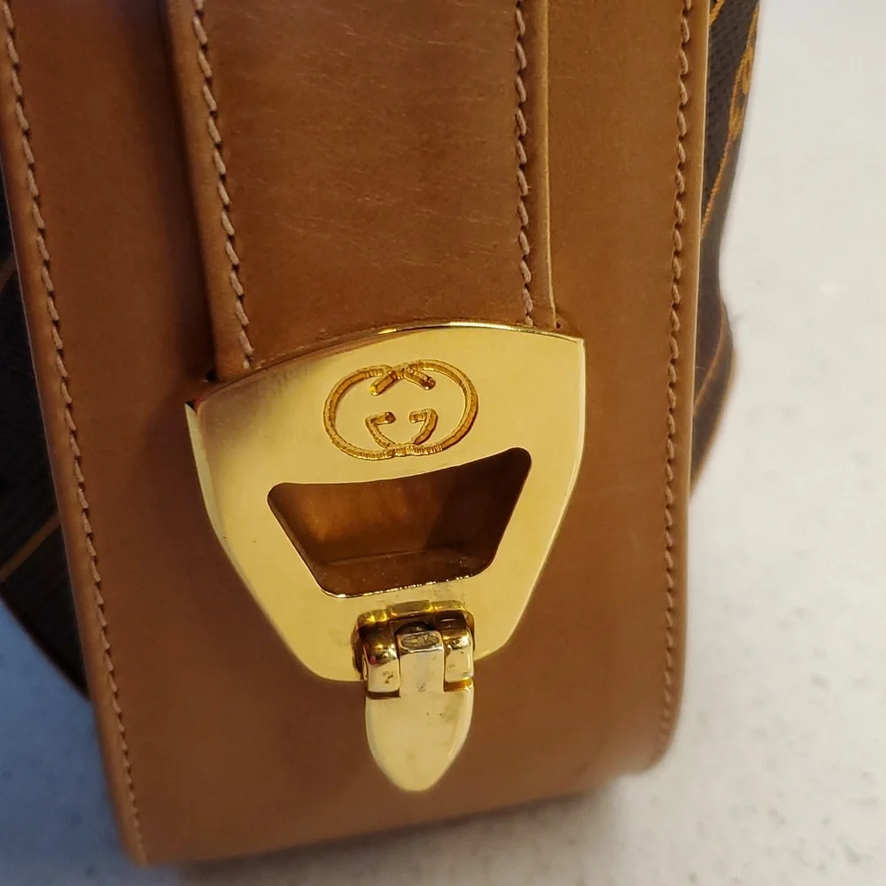 RARE GUCCI Canvas-Leather crossbody bag
